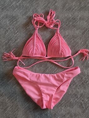 PQ Swim Pink Macramé Triangle Bikini Set